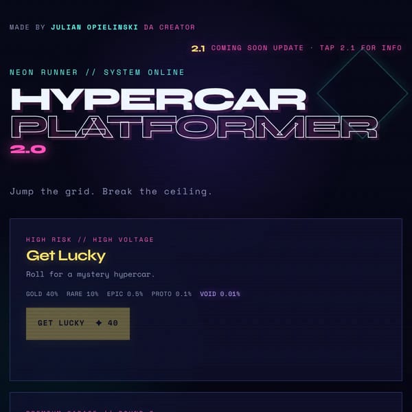 Hypercar Platformer 2.0