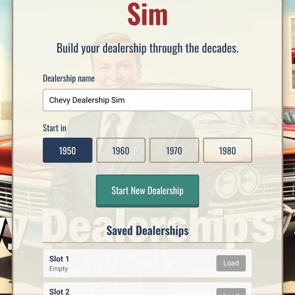 Chevy Dealership Sim 1950-2010