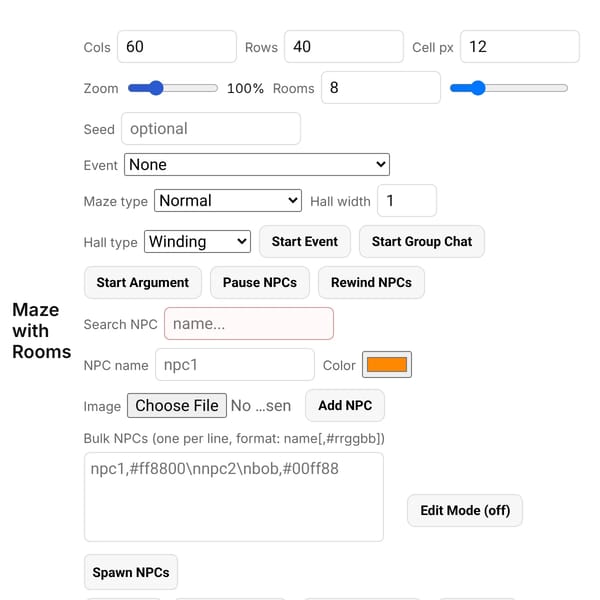 Maze + Rooms Generator