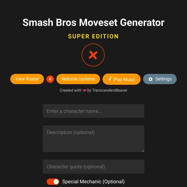 Super Smash Bros Nexus Moveset Generator