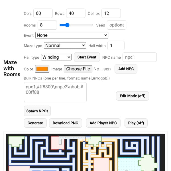 Maze + Rooms Generator