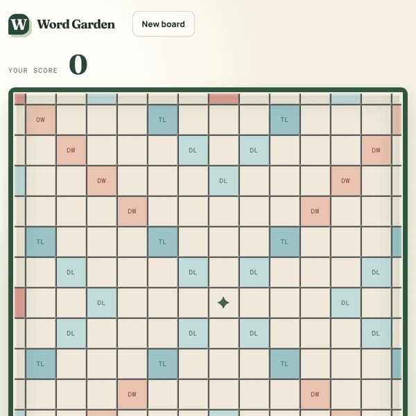 Word Garden (Scrabble Sandbox Simulator)
