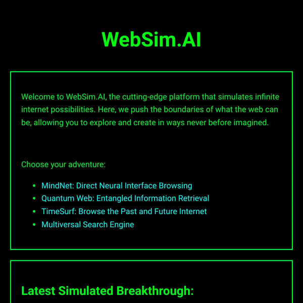 WebSim.AI - Infinite Internet Simulator