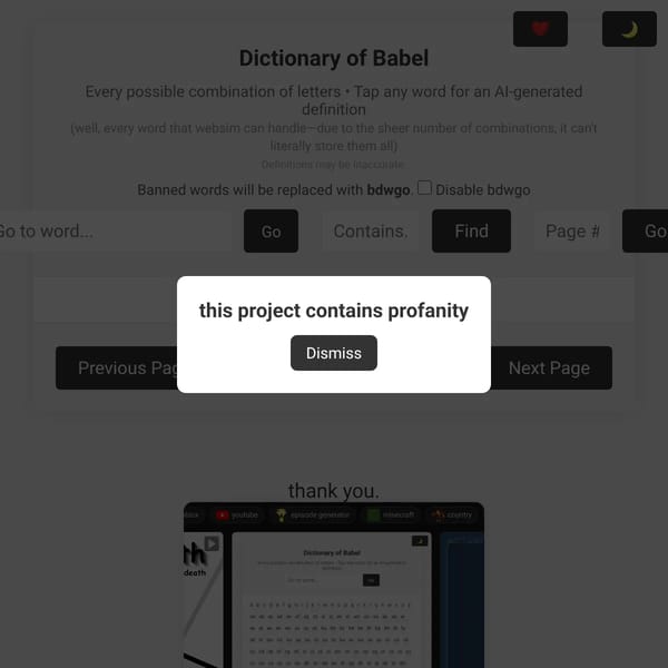 Infinite Book of All Words