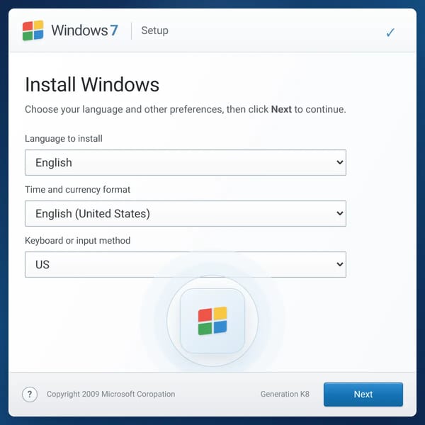 Windows 7 Setup