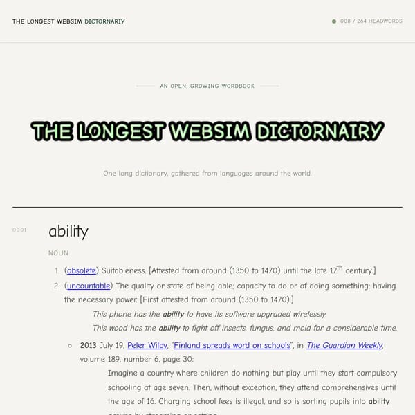 the longest websim dictornairy