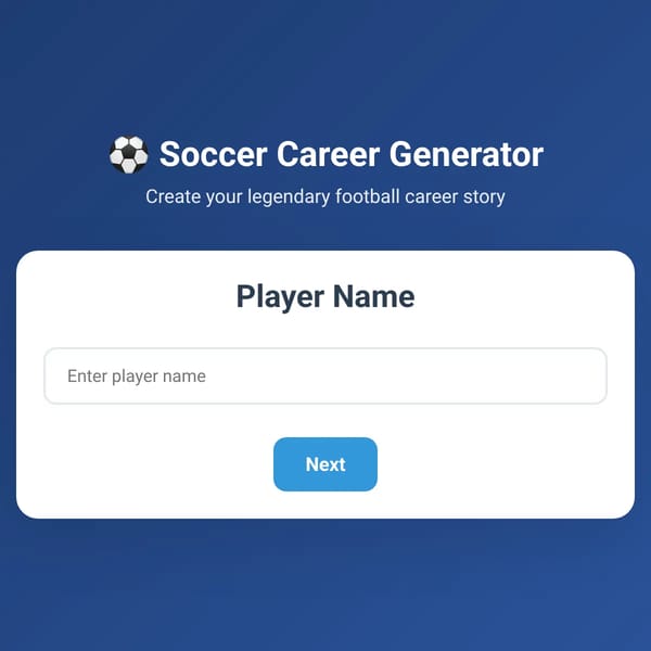 Soccer Career Generator