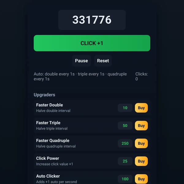 Clicker / Incremental Game UI