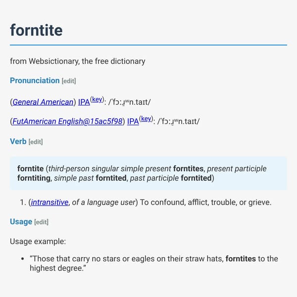 forntite - Websictionary, the free dictionary