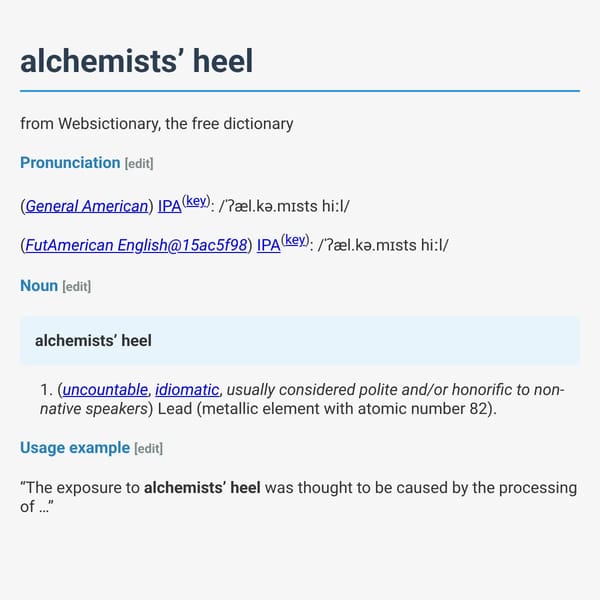 alchemists’ heel - Websictionary, the free dictionary