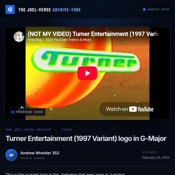 Turner Entertainment (1997 Variant) logo in G-Major on the Joel-verse Archive-tube