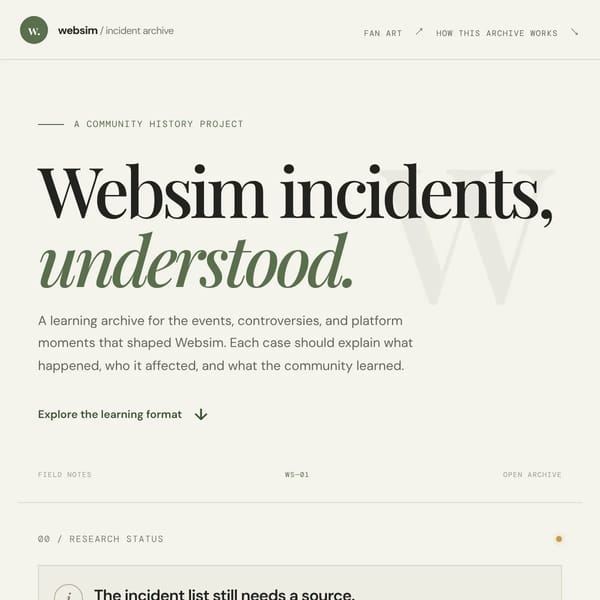 [update one] the websim incident...