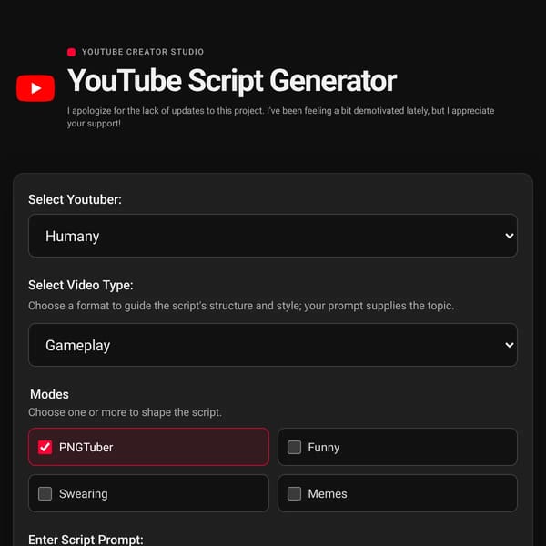 YouTube Script Generator but very cool