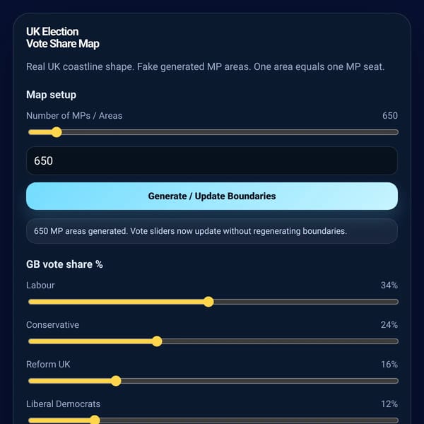 UK LIVE MAP SPILT Election Simulation