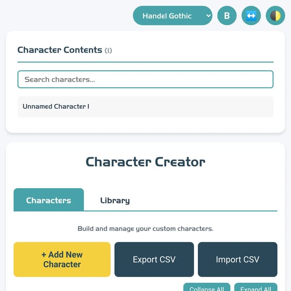 CSV Character Creator