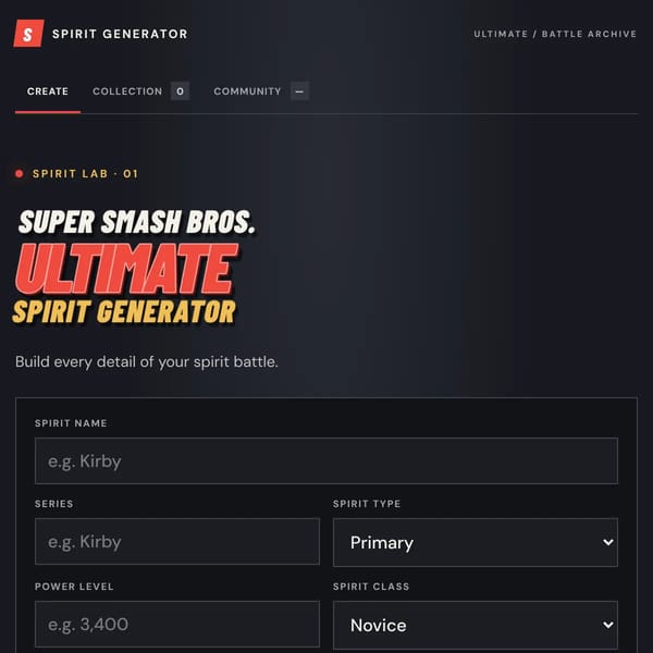 Super Smash Bros Ultimate Spirit Generator