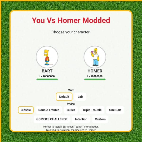 You Vs Homer [Beta --- Modded]