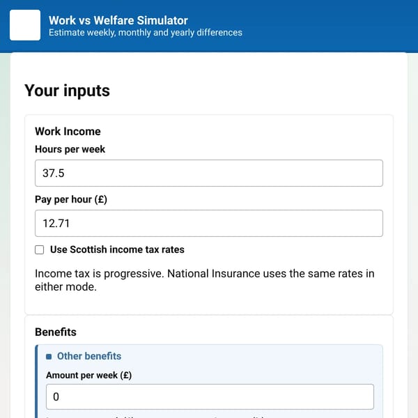 WELFARE UK CALCULATOR