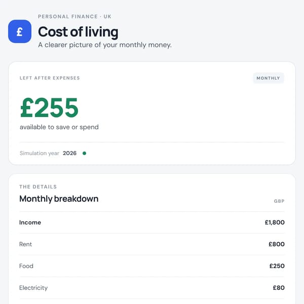 UK Cost of Living Simulation