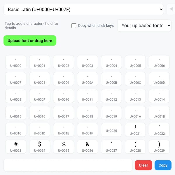 Unicode chars