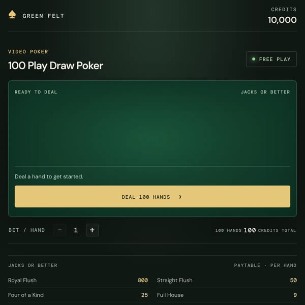 100 Play Poker