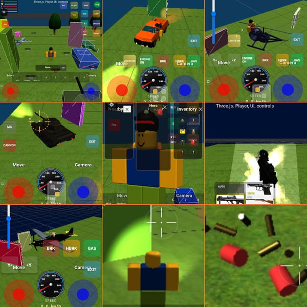 Hero, car, heli, tank, plane. UI, controls, sounds, inventory, craft.