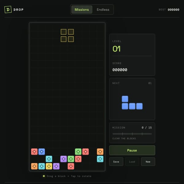 Drop: Tetris reimagined for touchscreen