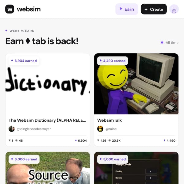 Earn ♦ tab if it wasn't hidden