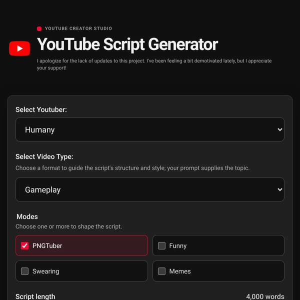 YouTube Script Generator but very cool
