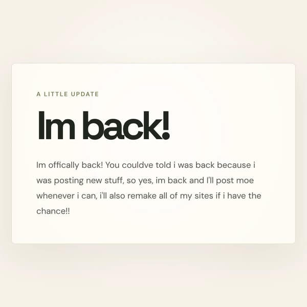 Im Back!