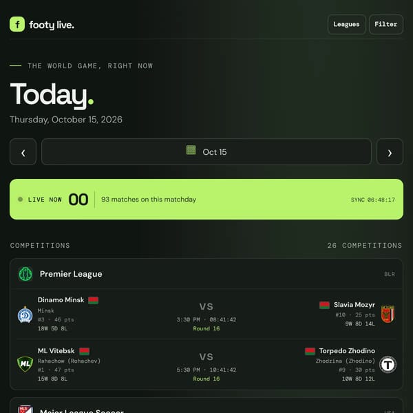 footy live. | never miss out on football.