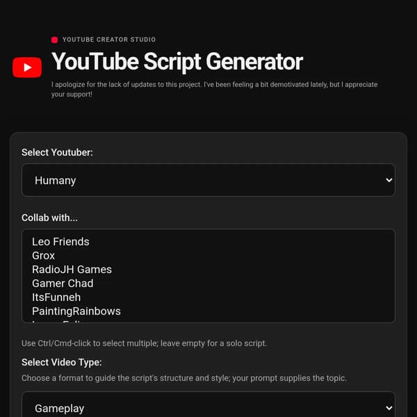 YouTube Script Generator but very cool