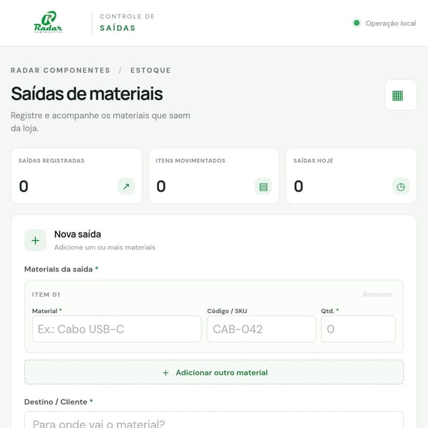 Radar Saídas