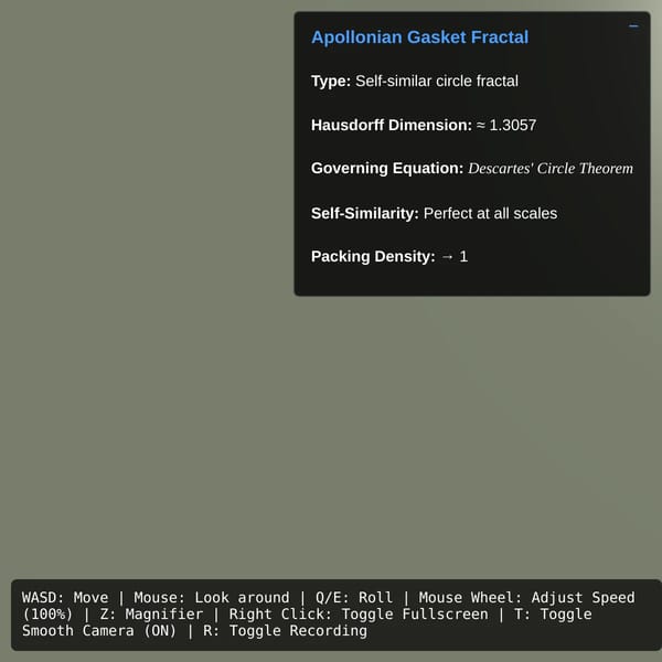 3D Apollonian Gasket Fractal with Camera Controls