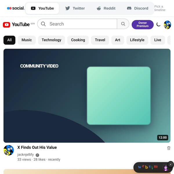 YouTube-Twitter-Reddit-Discord Sim