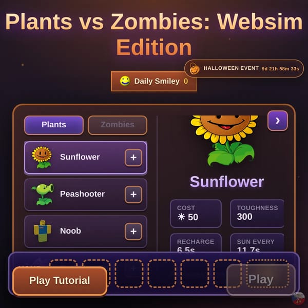 [BOO👻] Plants vs Zombies:Websim Edition Remaster