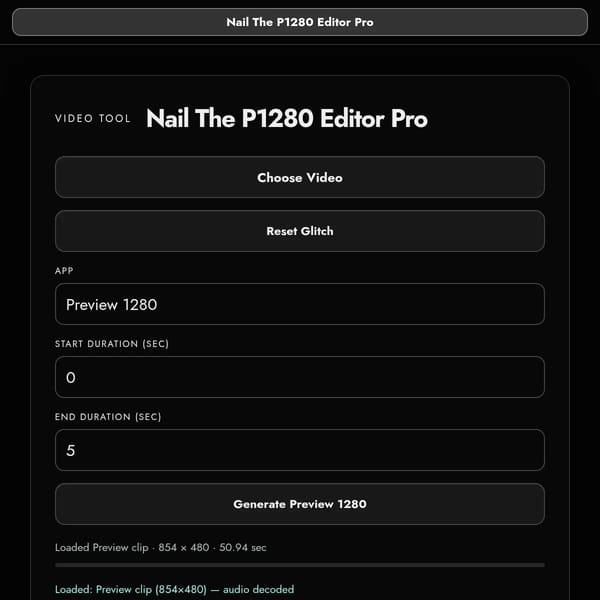 Nail The P1280 Editor Pro but with more stuff