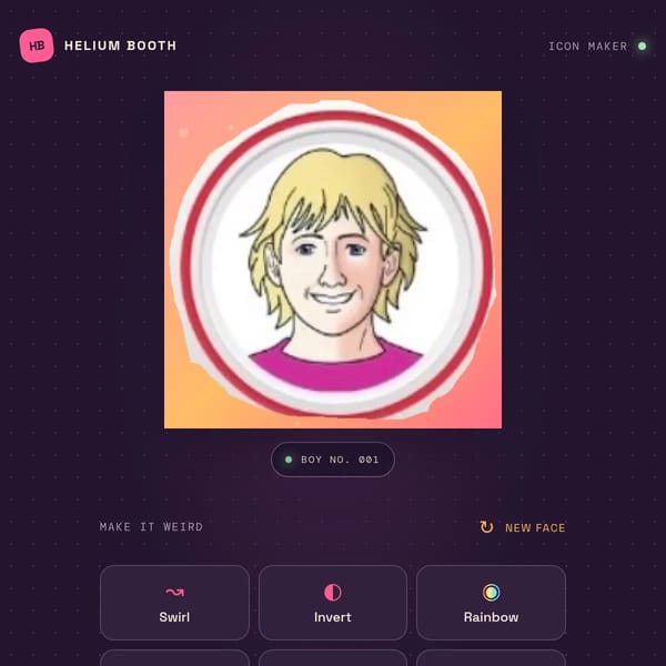 make your own crazy Helium Booth boy icons