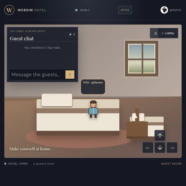 Websim hotel: chat, eat, fun!