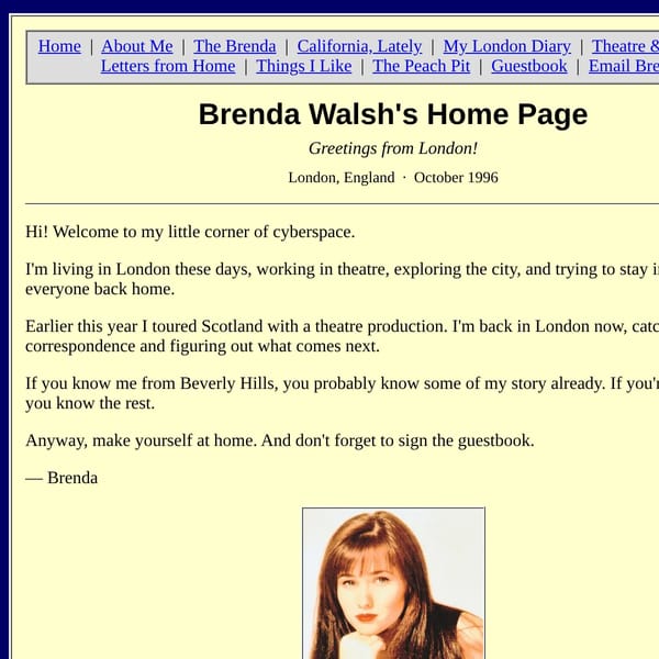 1996 Webpage of Brenda from 90210