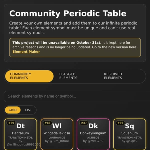 Community Periodic Table